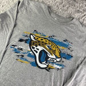 Jacksonville Jaguars Shirt Mens Large Gray Long Sleeve Splash Logo NFL Football